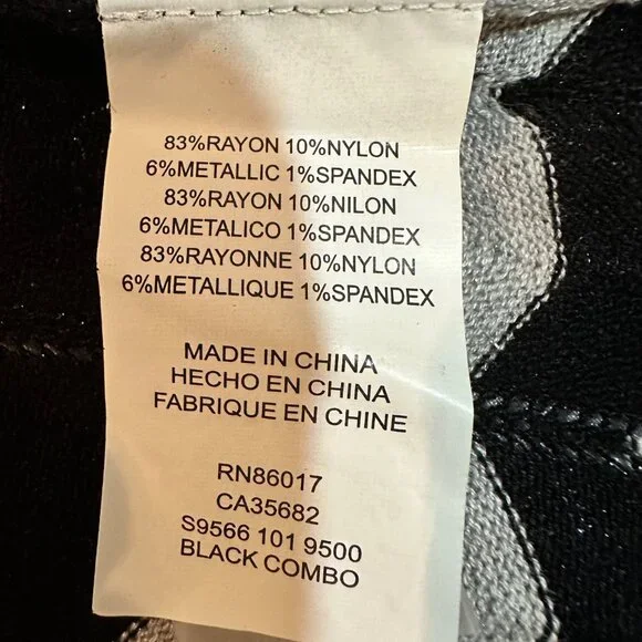 New Bebe Black/Grey/Silver Metallic Thread w/¾ Sleeves Midi Dress, Size L (NWOT) - Picture 10 of 12